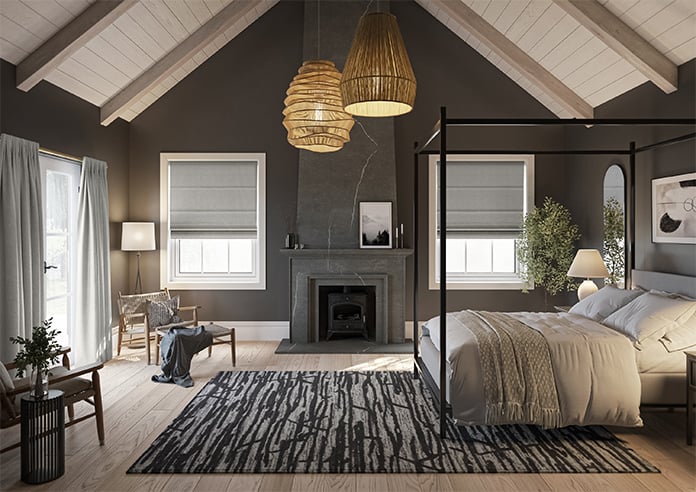 Delicate Chevron, Davy Grey - Motorised Roman Blind - Image 8